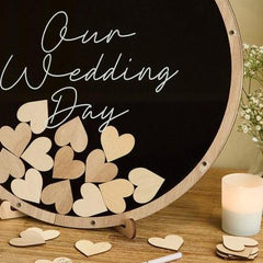 Our Wedding Day Drop Top Frame Guestbook Wooden Wedding Guest Book 40 cm