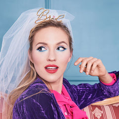 gold-bride-hen-party-headband-with-veil|OP7|Luck and Luck| 1