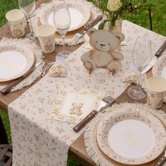 Santex Little Teddy Bear Table Runner Ivory Baby Shower Christening