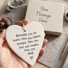 Remember You Are Braver Porcelain Heart Presented in Personalised Gift Box