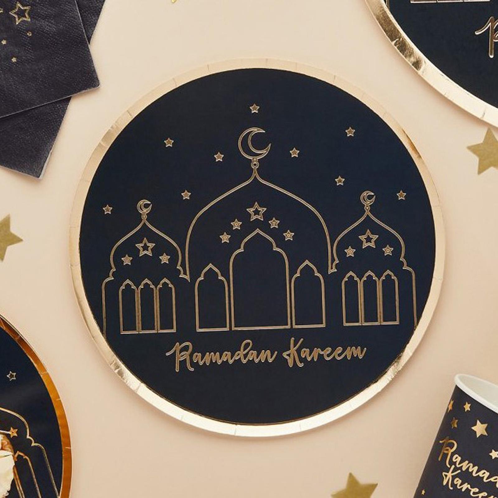 ramadan-kareem-paper-party-plates-x-8-festive-tableware-for-ramadan|HBRA103|Luck and Luck| 1