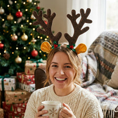 Brown Reindeer Antler Headband for Christmas Festivities - Perfect Holiday Novelty Accessory