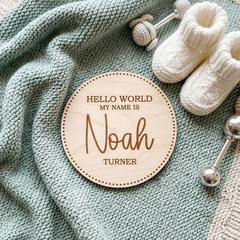 Personalised Welcome to The World Baby Announcement Disc Gift (Size 10 cm)