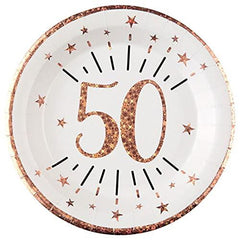 sparkling-rose-gold-age-50-plates-x-10|734800000050|Luck and Luck| 1