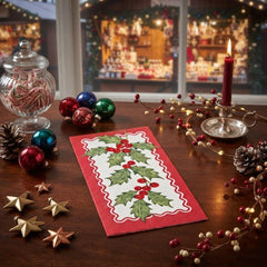 Holly Christmas Lunch Paper Napkins Red Green Festive Party Tableware Set of 16
