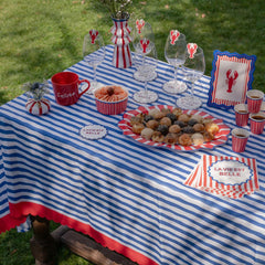 Santex Blue and White Stripped Party Tablecloth Party, 145 x 240 cm