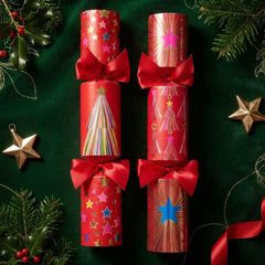 Festive Brights Christmas Crackers, Multicoloured Holiday Table Decor, Set of 6