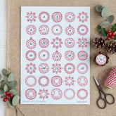 Red Ornate Advent Christmas Sticker Sheet for Festive DIY Craft Projects