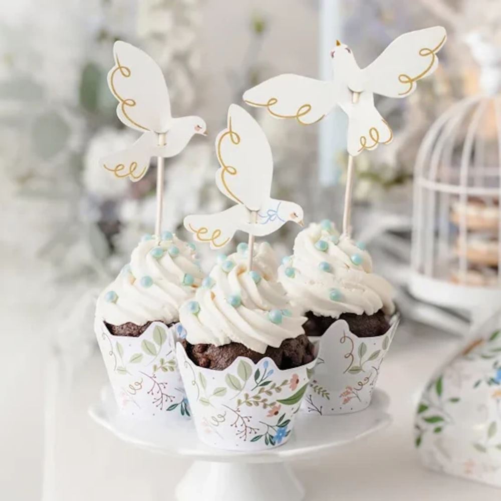 dove-cake-cupcake-toppers-x-6-christening-communion-cake-decoration|KPM31|Luck and Luck| 1