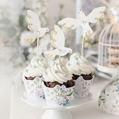 dove-cake-cupcake-toppers-x-6-christening-communion-cake-decoration|KPM31|Luck and Luck| 1
