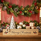 Custom Wooden Christmas Advent Countdown Slider with Holly Accent