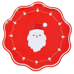 Santa Claus Christmas Paper Plates Red Festive Party Tableware Decor Set of 8