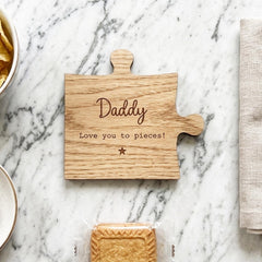 Personalised Daddy Wooden Coaster Gift Rustic Design (11.5cm)