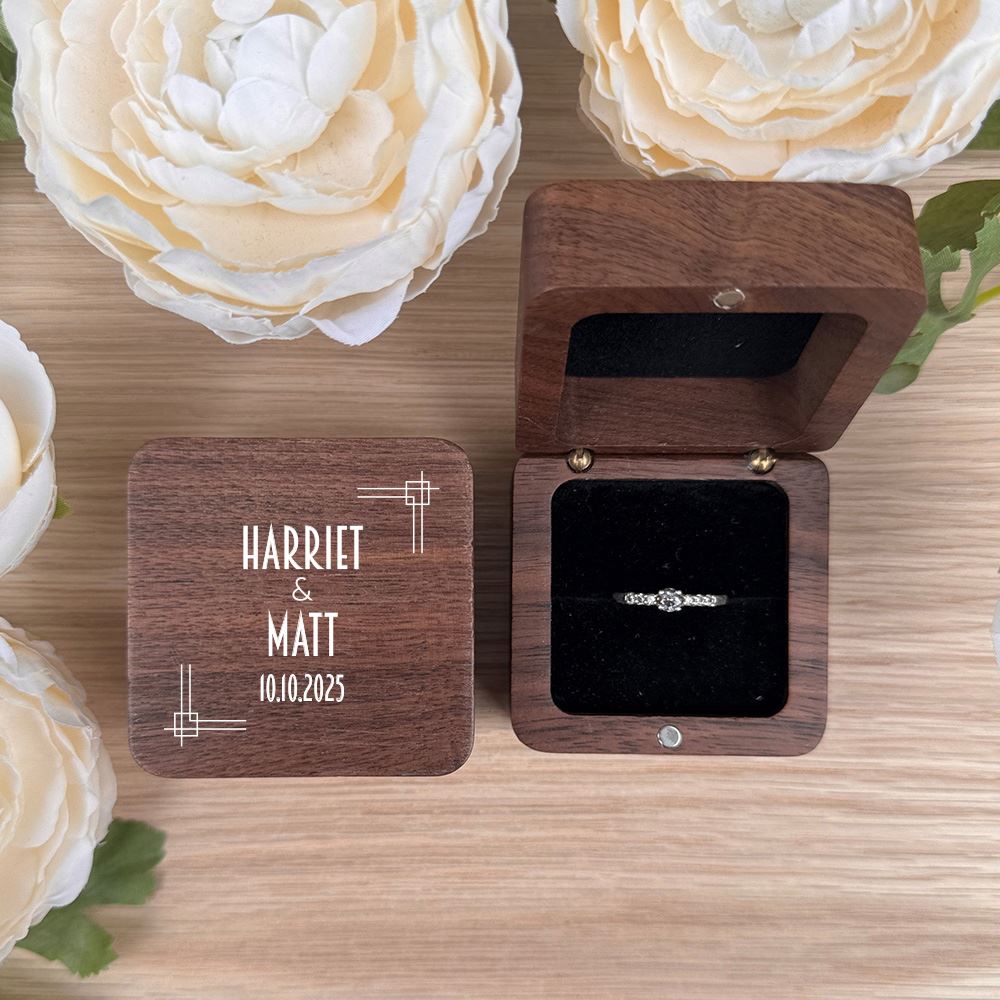 personalised-square-ring-box-1-ring-slot-black-insert-design-6|LLUVRB1BD6|Luck and Luck| 1