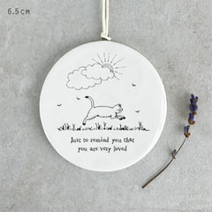 east-of-india-porcelain-cat-hanger-you-are-loved-keepsake-gift|6351B|Luck and Luck| 1