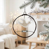 Small Rusty Wire Wreath with Dove of Peace for Christmas Tree and Festive Decor