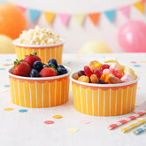 Yellow Paper Ramekin Party Dishes for Birthdays and Celebrations (Pack of 4, 12.5 cm)