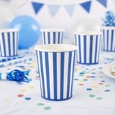 Blue & White Paper Cups for Birthday Parties and Celebrations (Pack of 6, 255 ml)