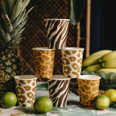 Safari Print Paper Cups Kids Party Tableware (Pack of 6, 7.5cm)