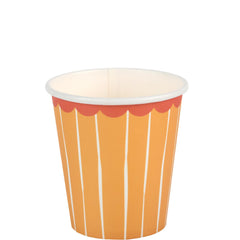 Yellow Striped Small Paper Party Cups for Birthdays and Celebrations (Pack of 10)