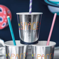silver-space-adventure-paper-birthday-party-cups-x-6|KPP48|Luck and Luck| 1