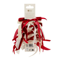Red & Cream Velvet Christmas Bows for Festive Holiday Decorating, 8 Pack, 10 cm