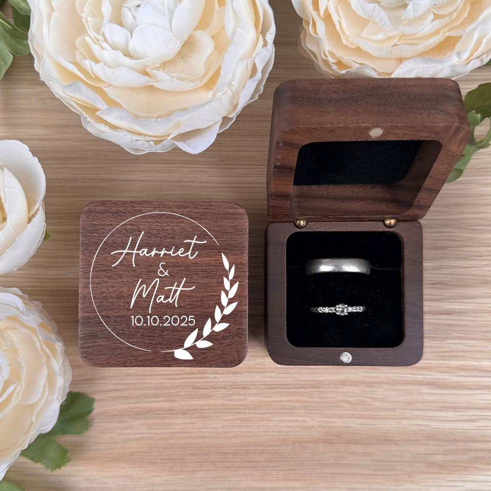 personalised-square-ring-box-2-ring-slots-black-insert-design-12|LLUVRB2BD12|Luck and Luck| 1