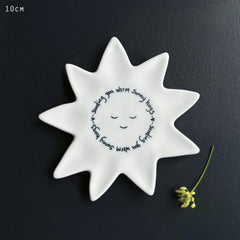 White Porcelain Sun Coaster Sending Warm Sunny Hugs Modern Contemporary Home Gift