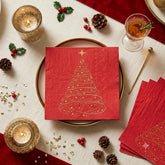 Santex Small Red Sparkling Christmas Paper Napkins for Festive Tables (Pack of 20, 25 cm)