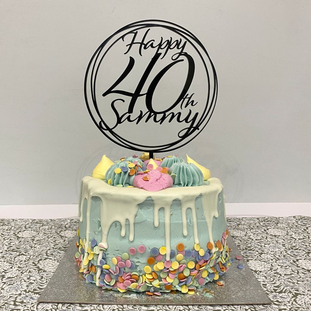 personalised-birthday-age-acrylic-cake-topper-in-a-circle|LLWWHBCTD1|Luck and Luck| 1
