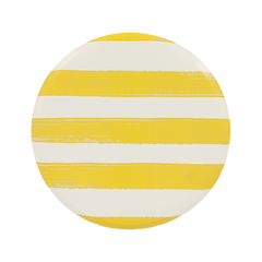 Yellow & White Striped Paper Birthday Party Plates Disposable Tableware (Pack of 6, 23 cm)