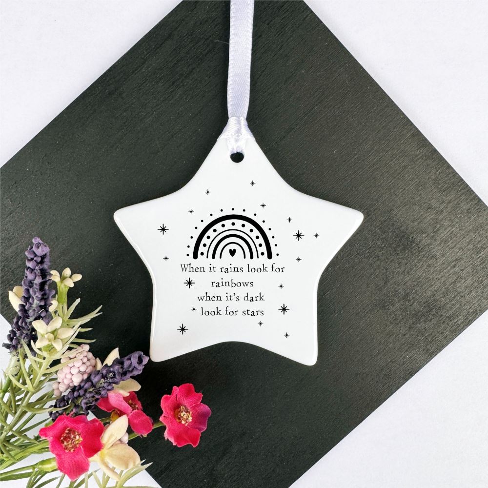 porcelain-hanging-star-when-it-rains-look-for-rainbows-keepsake-gift|LLUV4045|Luck and Luck| 1