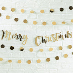 Gold Merry Christmas Bunting Card Bunting Decoration Banner