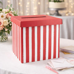 Red & White Paper Birthday Card Box for Cards and Messages (20 cm)