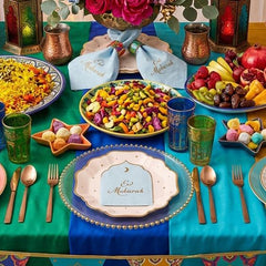 Eid Mubarak Blue Gold Paper Napkins for Festive Party Table Styling Pack of 12