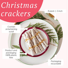 Gold Mini Christmas Saucer Crackers for Festive Dining and Holiday Tables (Pack of 10)