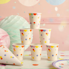 Confetti Paper Party Cups For Colourful Birthday Drinks (Pack of 6, 7.5 cm)