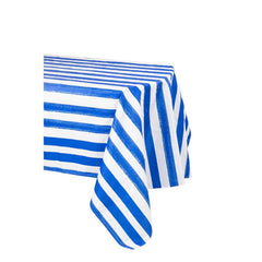 Blue & White Striped Polyester Birthday Tablecloth & Table Cover (140 x 120 cm)