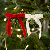 Red & Cream Velvet Christmas Bows for Festive Holiday Decorating, 8 Pack, 10 cm