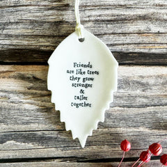 east-of-india-hanging-porcelain-keepsake-leaf-friends-are-like-trees|4613|Luck and Luck| 1