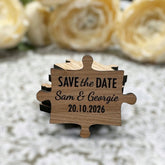 Personalised Save The Date Jigsaw Puzzle Pieces, Rustic Wooden Wedding Announcement Magnet, Custom Wood Save The Date Party Invitation, DESIGN 2