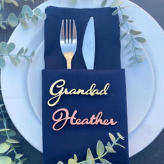 Personalised Wooden Name Place Name Cards, Wedding Favours, Small Children's Wood Name Tags, Wooden Names, Laser Cut Wooden Place Names, Font 4