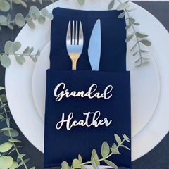 Personalised Wooden Name Place Name Cards, Wedding Favours, Small Children's Wood Name Tags, Wooden Names, Laser Cut Wooden Place Names, Font 5