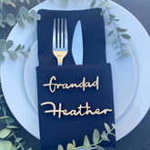 Personalised Wooden Name Place Name Cards, Wedding Favours, Small Children's Wood Name Tags, Wooden Names, Laser Cut Wooden Place Names, Font 6