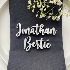 Personalised Wooden Wedding Place Names, Customisable Colour Wedding Favours, Small Childrens Wood Name Tags, Wooden Names, Laser Cut, Font 8