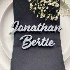 Personalised Wooden Wedding Place Names, Customisable Colour Wedding Favours, Small Childrens Wood Name Tags, Wooden Names, Laser Cut, Font 9