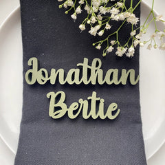 Personalised Wooden Wedding Place Names, Customisable Colour Wedding Favours, Small Childrens Wood Name Tags, Wooden Names, Laser Cut, Font 10