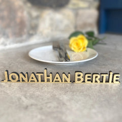 Personalised Wooden Name Place Name Cards, Wedding Favours, Small Children's Wood Name Tags, Wooden Names, Laser Cut Wooden Place Names, Font 13