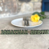 Personalised Wooden Name Place Name Cards, Wedding Favours, Small Children's Wood Name Tags, Wooden Names, Laser Cut Wooden Place Names, Font 14