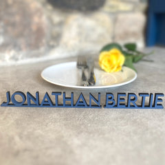 Personalised Wooden Name Place Name Cards, Wedding Favours, Small Children's Wood Name Tags, Wooden Names, Laser Cut Wooden Place Names, Font 17